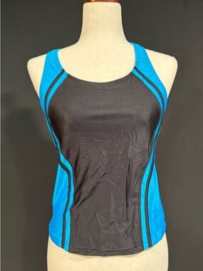 Speedo Black and Teal Performance Swimsuit Tankini Top